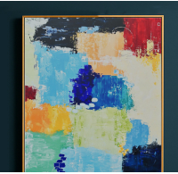 A framed print previewed at true scale on a customer's wall with Vizbl AR